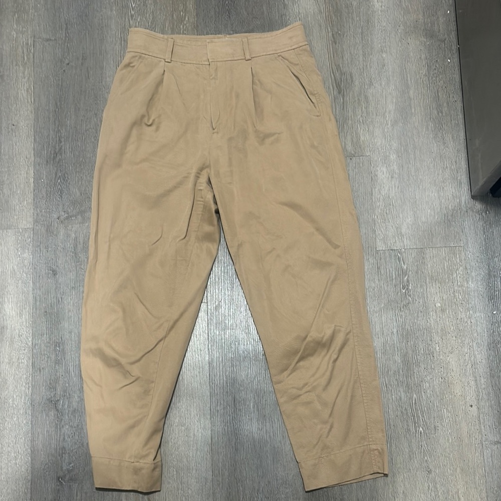 Everlane Tan Trousers High-Waisted Pleated